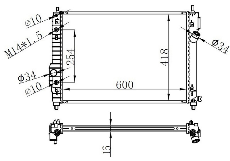 ORIS BCH028016 Radyator Brazing At 600x418x16 Kalos Aveo 1.4/1.6 09
