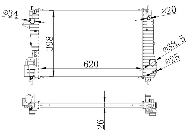 16-1624B Su Radyatoru Brazing Chevrolet Aveo (T300) 1.3 D M-T 2011-2015