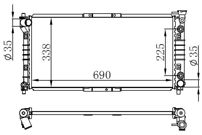 BSG 55-520-009 Su Radyatörü Mt : 690x338x26 626 (Ge, Gf)
