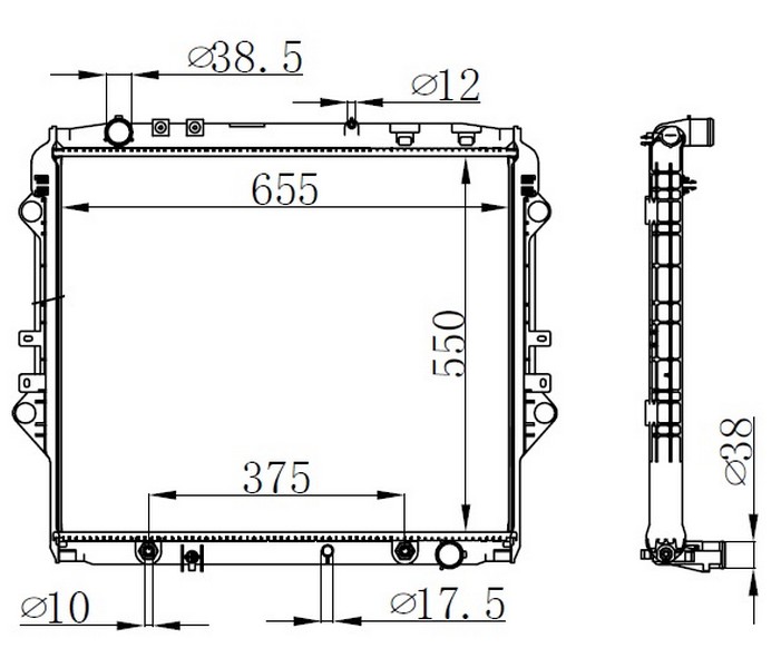 MGA-80472 Su Radyatoru Brazing M/T (Toyota  Hilux Revo 2.4d 15-/ Gun125-Gun135 ) 550×648x26