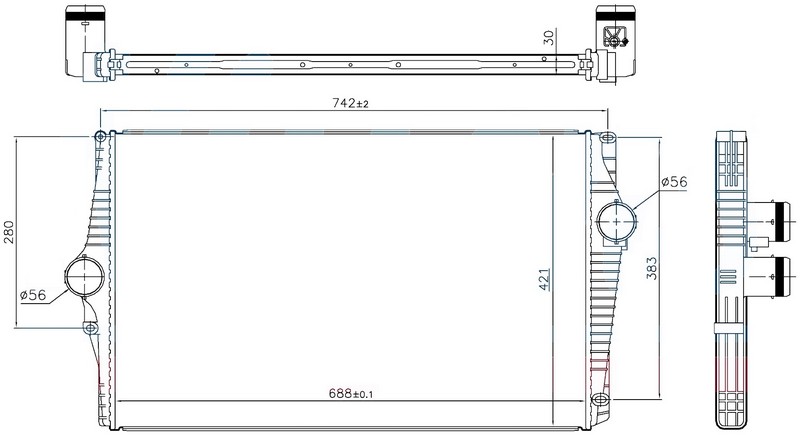 ORIS IVO001030 Turbo Radyatörü Volvo Xc90 I D3 D5 2002-2014 Xc90 T6 2002-2006 96601 688x440x30