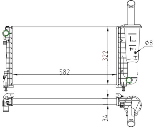 16-1845B Su Radyatoru Brazing Fiat Punto (188) 1.4 M-T Ac+/- 1999-2009