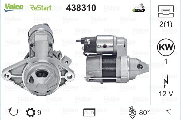 VAL-438310 Mars Motoru 1 Kw 9 Dis 12v Toyota Yaris 1.0 10-/ Start-Stop