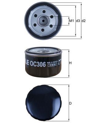 MAHLE OC306 Yag Filtresi Bmw I3 Range Extender 13> Kk 1200r Ff 800r C650 Gt