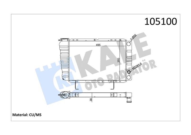 KALE 2005072PA Radyator Peugeot 505 Gl 2 Sira Pa Sistem 500x350x40