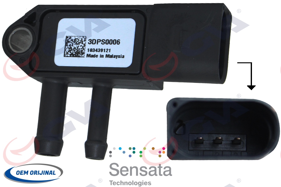 GVA 5375053 Egzoz Basinç Sensörü 3 Fiş Crafter-T5-Golf-Passat Axd-Bjk-Bjm-Cay-Bxe 04-
