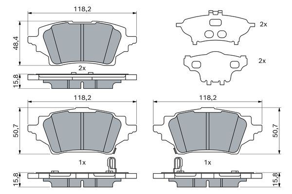 BOSCH 0986424911 Arka Fren Balata Toyota Corolla 1.2l 8nrfts Nre210 19-> / 1.6l 1zr-Fae Zre210 19-> / 1.8l 2zr-Fxe Hybrid Zwe211 19-> / 1.5l M15a-Fks Mzea11 21->