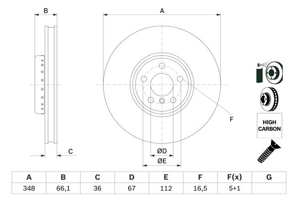 BOSCH 0986479F59 Fren Diski On Sag Bmw G20 G21 G22 G23 G30 G31 G38 G32 G11 G12 G14 G15 G16 G01 G02 G05 G18 G06 G07 G2 9