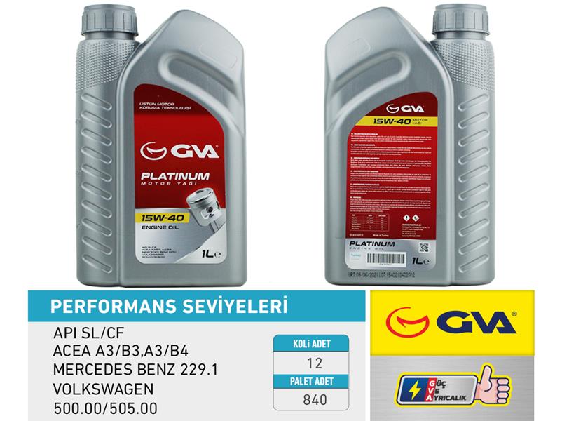GVA 9920421 Motor Yaği 15w40 1 Lt Platinum Mineral Api Sl/Cf