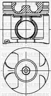 YEN-3975-STD-NPR Piston+Segman 92.00mm(Npr Segmanli)(Toyota  Hilux Vigo 2.5 Td 16v 06-10 2kd-Ftv Yanma Hucresi 39.5mm