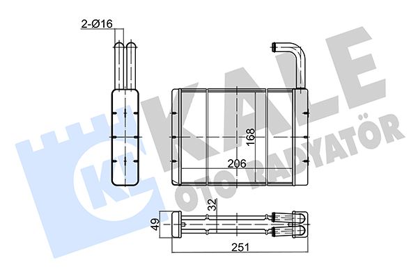 KLR-356220 Kalorifer Radyatoru Borulu Brazing (Land Rover   90 2.5 , 110-127 2.5d/Td 83 / 90 , Defender 2.5d/Tdi 90 / 98 (Borulu)  [32mm]