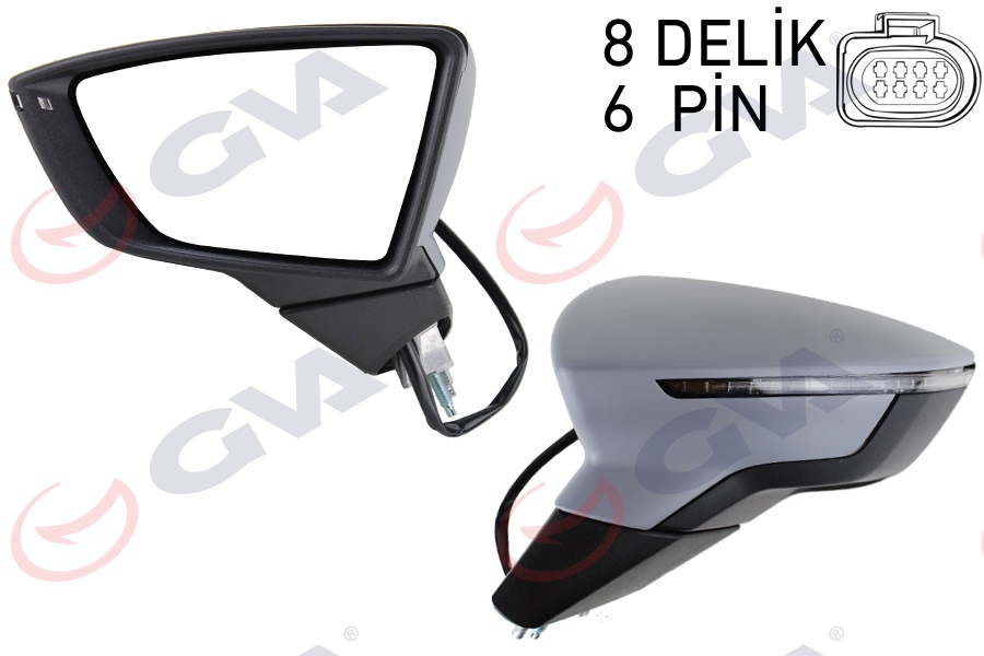 6143811 Dis Dikiz Aynasi Sol Elektrikli Isitmali Astarli Sinyalli 6 Pin Seat Ibiza V (Kj1) 2017-