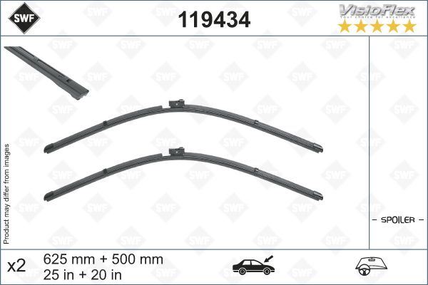 VALEO 119434 Swf Visioflex Flat Blade X2 625 550 Mm Audi A6 A7 Sportback A8 S8 Q8 E-Tron - Wet Arm