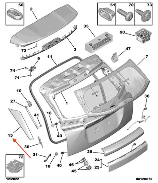 PSA-98258296XY Arka Bagaj Kapak Sol Bakaliti 2008