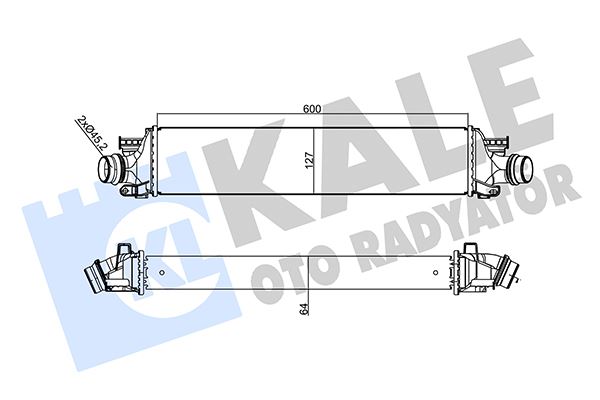 KALE 355940 Turbo Radyatoru Intercooler Chevrolet Aveo 1.4/ 1.3d 12 > 600x129x64 Al/Brz 600x127x64