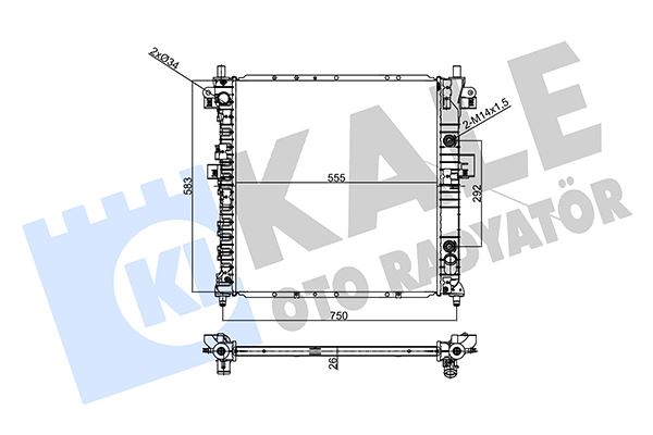 KALE 356325 Radyatör Ssangyong Actyon-Kyron 2.0xdi 2.3 05 > At 26mm Al/Brz 555x583x26 2131031230-2131031231