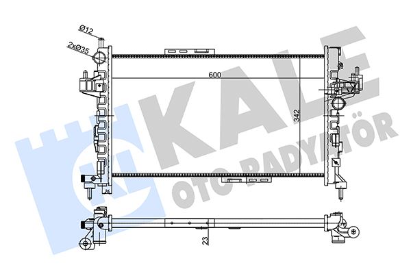 KALE 356875 Su Radyatörü Opel Corsa C-Combo-Tigra 1.3 1.7 Cdti 03 > Mt Ac Mekanik 600x342x23 24466780-93177424-93177593