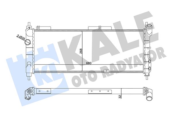 KALE 357015 Su Radyatörü Opel Corsa B-Combo-Tigra 1.2i 1.4i 1.6i 16v 93 > Mt Ac Mekanik 680x268x32