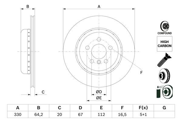 BOSCH 0986479G15 Fren Diski Arka Sag Bmw G20 G21 G28 G22 G23 G26 G30 G31 G32 G11 G12 G08 G01 G02 G05 G29