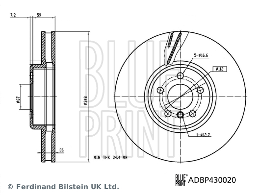BLUEPRINT ADBP430020 Fren Diski On Sol Bmw G20 G21 G22 G23 G30 G31 G38 G32 G11 G12 G14 G15 G16 G01 G02 G05 G18 G06 G07 G2 9