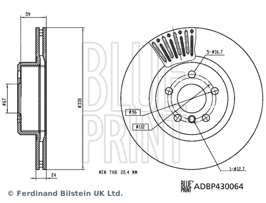 BLUEPRINT ADBP430064 Fren Diski On Bmw G20 G80 G28 G21 G81 G30 F90 G31 G01 F97 G08 G02 F98 G29