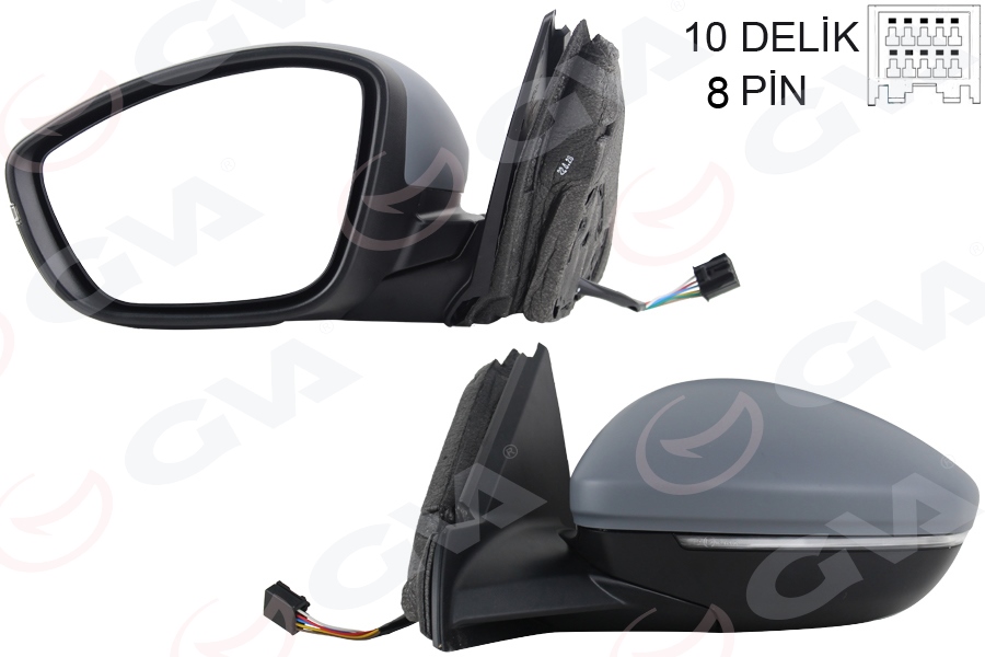 GVA 1090230 Diş Dikiz Aynasi Sol Elektrikli Isitmali Sinyalli Katlanir Astarli Konveks 208 19- Corsa F 19- 10h8p