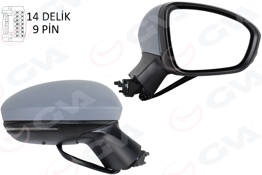 GVA 1014344 Diş Dikiz Aynasi Sağ Elektrikli Isitmali Sinyalli Sensörlü Astarli Konveks Clio V 19- 12h9p