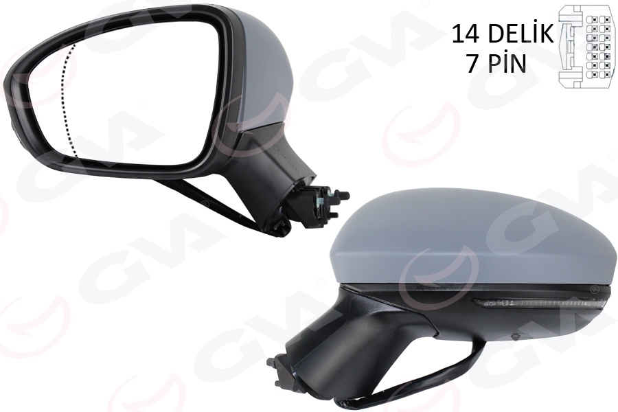 GVA 1014345 Diş Dikiz Aynasi Sol Elektrikli Isitmali Sinyalli Astarli Asferik Clio V 19- 12h7p