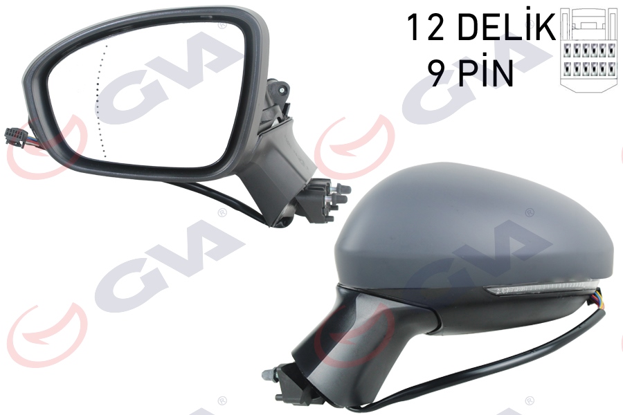 GVA 1014347 Diş Dikiz Aynasi Sol Elektrikli Isitmali Sinyalli Katlanir Astarli Asferik Clio V 19- 12h9p