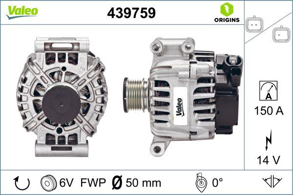 VALEO 439759 Alternatör 14v 150a P207 07>12 P308 07>14 P508 10>18 P3008 09>16 P5008 09>17 Rzc 10>15 Partner- Berlingo 10>16 C4 08> C5 09> Ds3 10>15 Ds4 11>15 Ds5 11>15 1.6 Thp-Vti