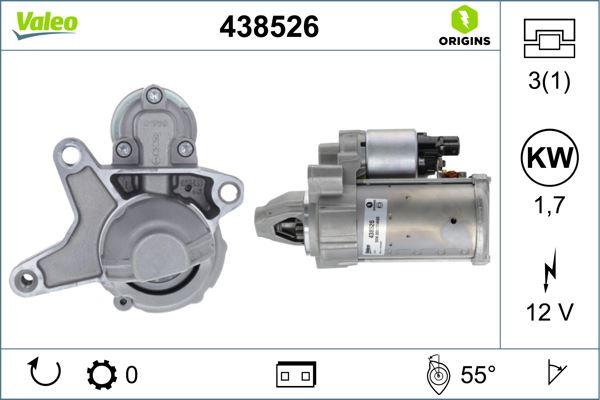 VALEO 438526 Marş Motoru 1.7kw 12 Diş Combo E-Crossland-Grandland-Partner-Berlingo-P208-P308-P508-P2008-P3008- P5008-Expert-Jumpy-C3-C4-Ds3-Ds4-Ds5 1.6 Hdi-Bluehdi Start-Stop