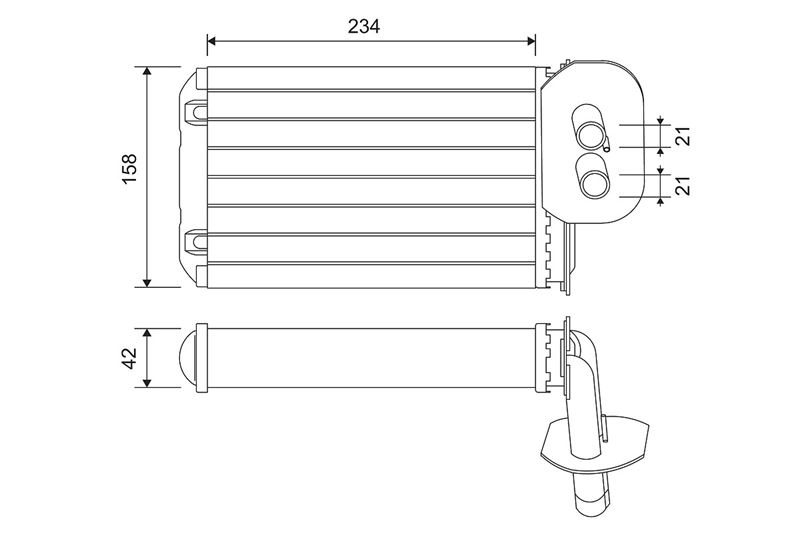 KALE.İ346445 Kalorifer Radyatörü Vw Transporter T4 96-03 Nac Al/Mknk