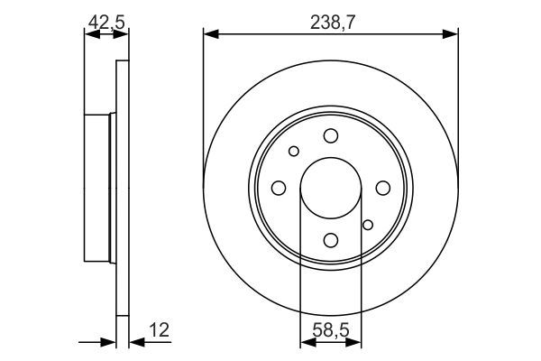 BOSCH 0986479R61 Fren Diski Ön Lada Samara 86>99 Vega 95>05 238.7x52.8x12