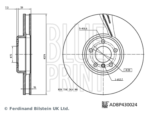 BLUEPRINT ADBP430024 Fren Diski 550 İ - 300 Kw / 408 Hp.550 İ - 330 Kw / 449 Hp.7 Activehybrid - 330 Kw / 449 Hp.750 Ld -