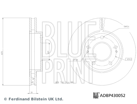 BLUEPRINT ADBP430052 Ön Fren Diski Hava Kanalli Mitsubishi L200 2.5l Di-D Cr 4x2 Ka4t 11-> 270 Çap X 5 Bijon - Adet D Isk Fiyatıdır