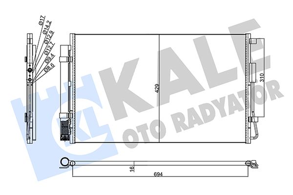 KALE 357780 Kondenser Hyundai Grand Santa F 3.0 Gdi 14--Santa F Iii 2.4 12--Santa F Iii 2.4 Gdi 15-