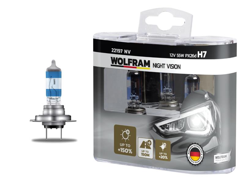 WOLFRAM 22197 NV Ampul 12v H7 55 Px26d Night Vision 150 Fazla 20 Beyaz Işik