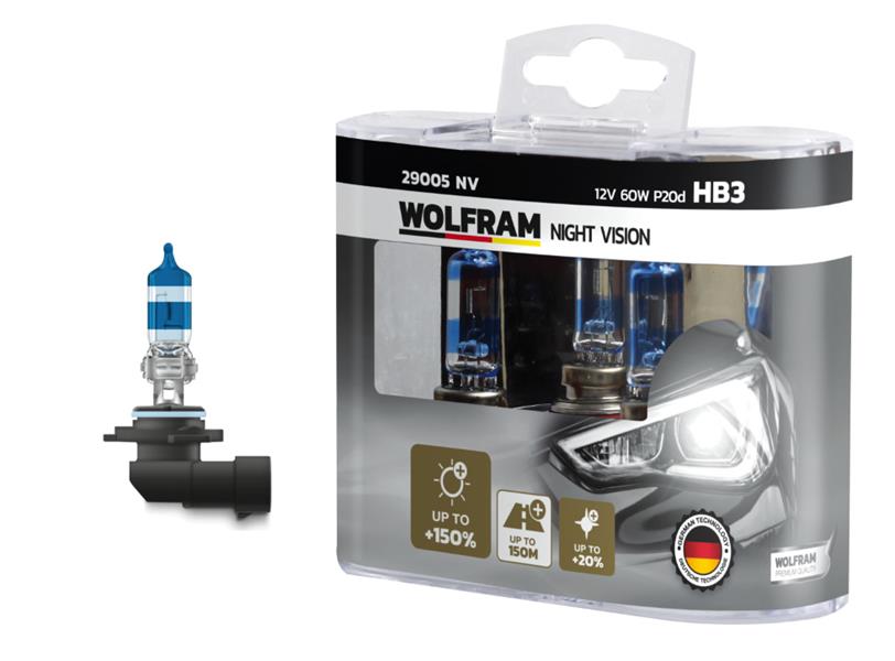 WOLFRAM 29005 NV Ampul 12v Hb3 100 P20d Night Vision 150 Fazla 20 Beyaz Işik