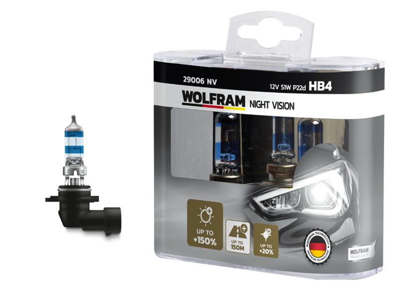 WOLFRAM 29006 NV Ampul 12v Hb4 80 P22d Night Vision 150 Fazla 20 Beyaz Işik