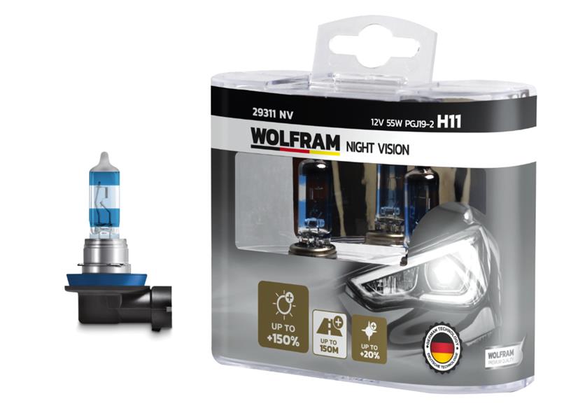WOLFRAM 29311 NV Ampul 12v H11 55 Pgj19-2 Night Vision 150 Fazla 20 Beyaz Işik
