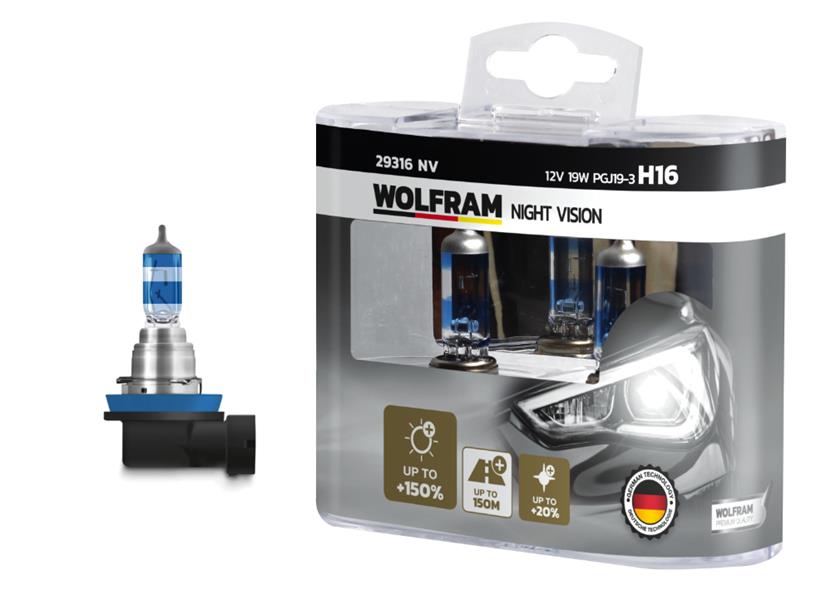 WOLFRAM 29316 NV Ampul 12v H16 19 Pgj19-3 Night Vision 150 Fazla 20 Beyaz Işik