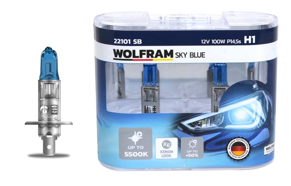 WOLFRAM 22101 SB Ampul 12v H1 100 P14.5s Sky Blue Beyaz Işik