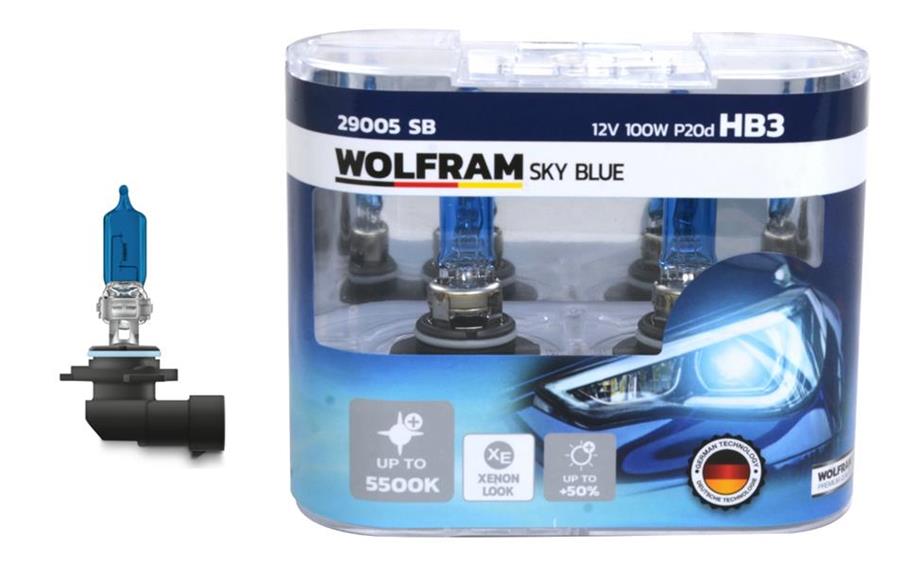 WOLFRAM 29005 SB Ampul 12v Hb3 100 P20d Sky Blue Beyaz Işik
