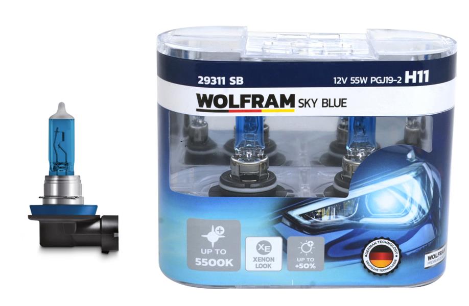 WOLFRAM 29311 SB Ampul 12v H11 55 Pgj19-2 Sky Blue Beyaz Işik
