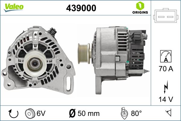 VALEO 439000 Alternatör A11vi66 70a