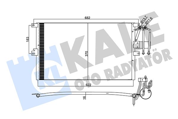 KALE 358205 Klima Radyatörü Kondenseri Vectra B 95-02 Al/Al 625x370x20