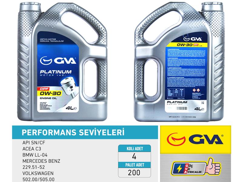 GVA 9921053 Motor Yaği 0w30 4 Lt Dpf Tam Sentetik Api Sp Partiküllü Acea C3