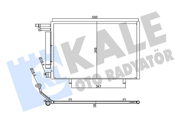 KALE 357775 Klima Radyatörü Ford Bmax-Fiesta 08> Dizel-Benzinli Kurutuculu 550mm-345mm-16mm 45mm. Uzunluk: 550