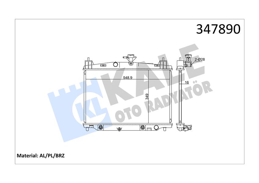 KLR-347890 Su Radyatoru Brazing  (Mazda 2 1.3-1.5 16v 07-/  Otomatik Sanzuman )