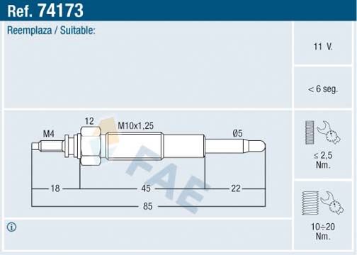 FAE 74173 Kizdirma Bujisi Wl81-18-601 /18550-78e00 /0k05418140 Ranger/B2500